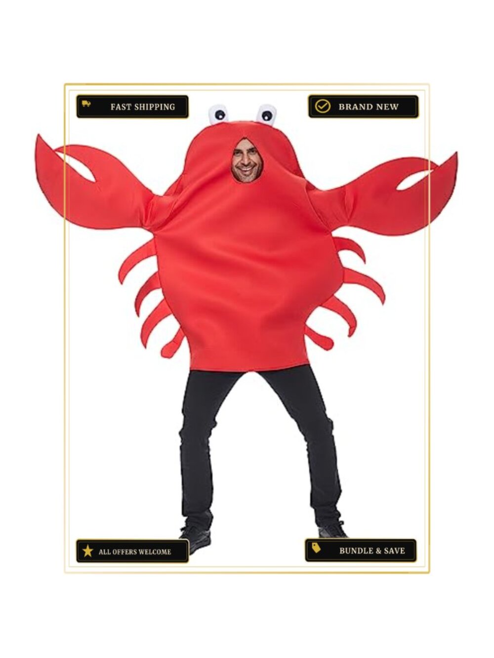 Adult Red Crab Costume One Piece Unisex Halloween Carnival Cosplay Set
